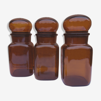 Vintage amber glass jars