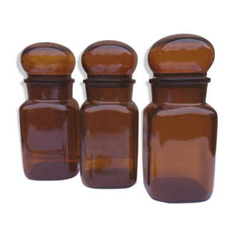 Vintage amber glass jars
