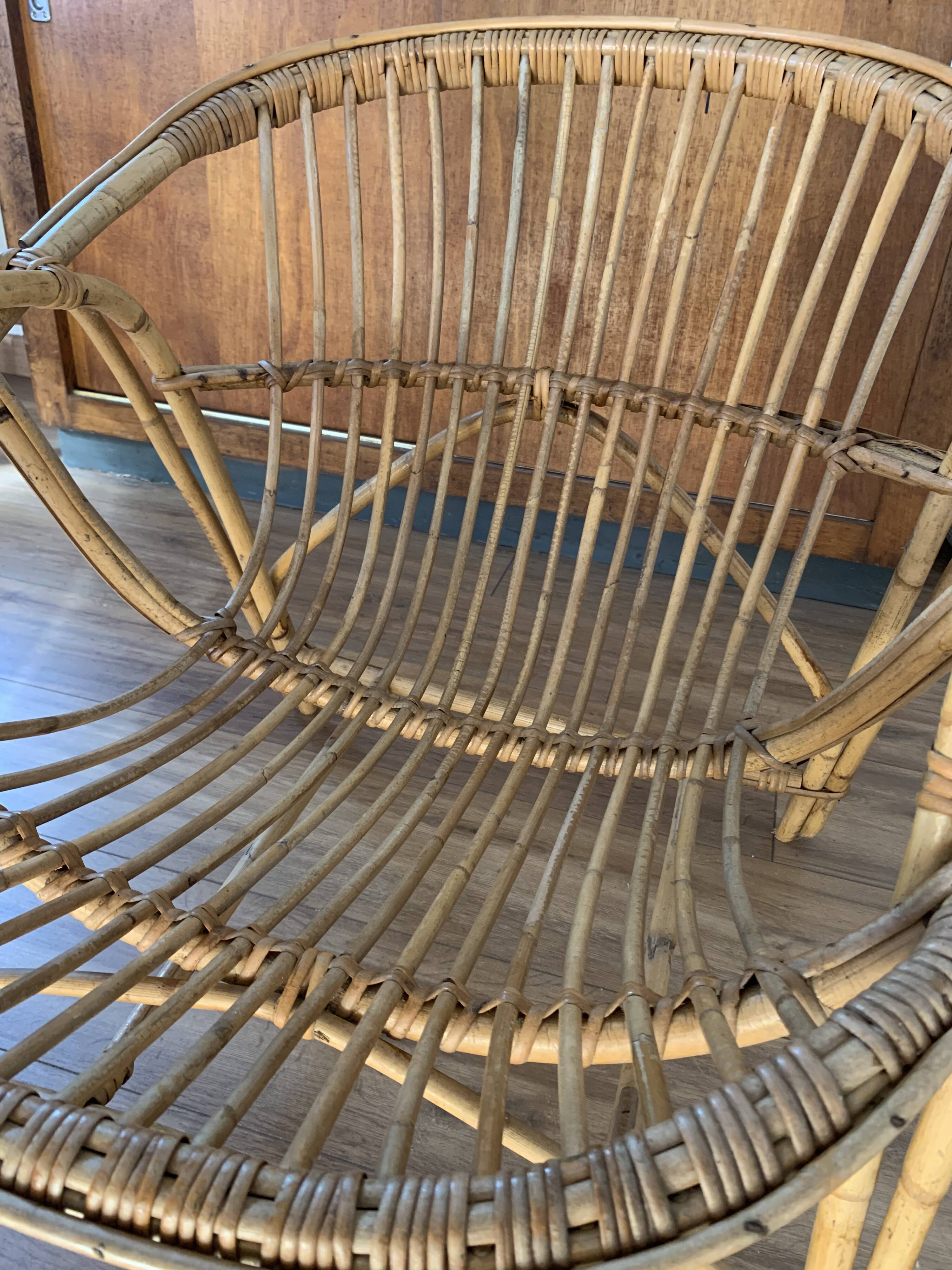 Rattan shell chair