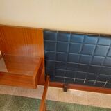 Scandinavian bed in rosewood with built-in bedside