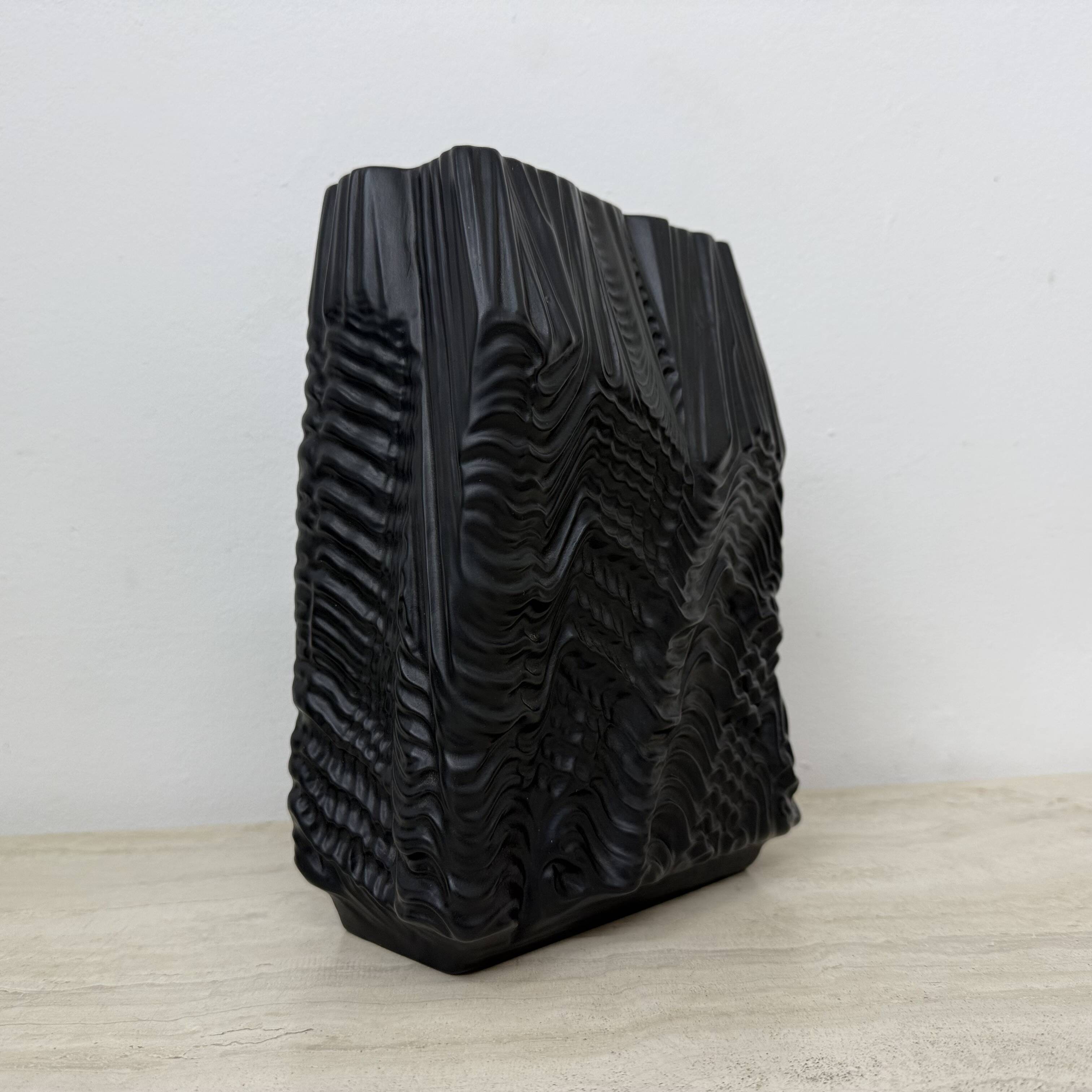 Rare Large Porcelain Rare Black ‘Kaskade’ Vase Martin Freyer for Rosenthal