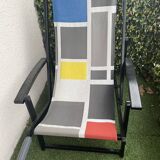 Multicolored trendy mid-lounge chair