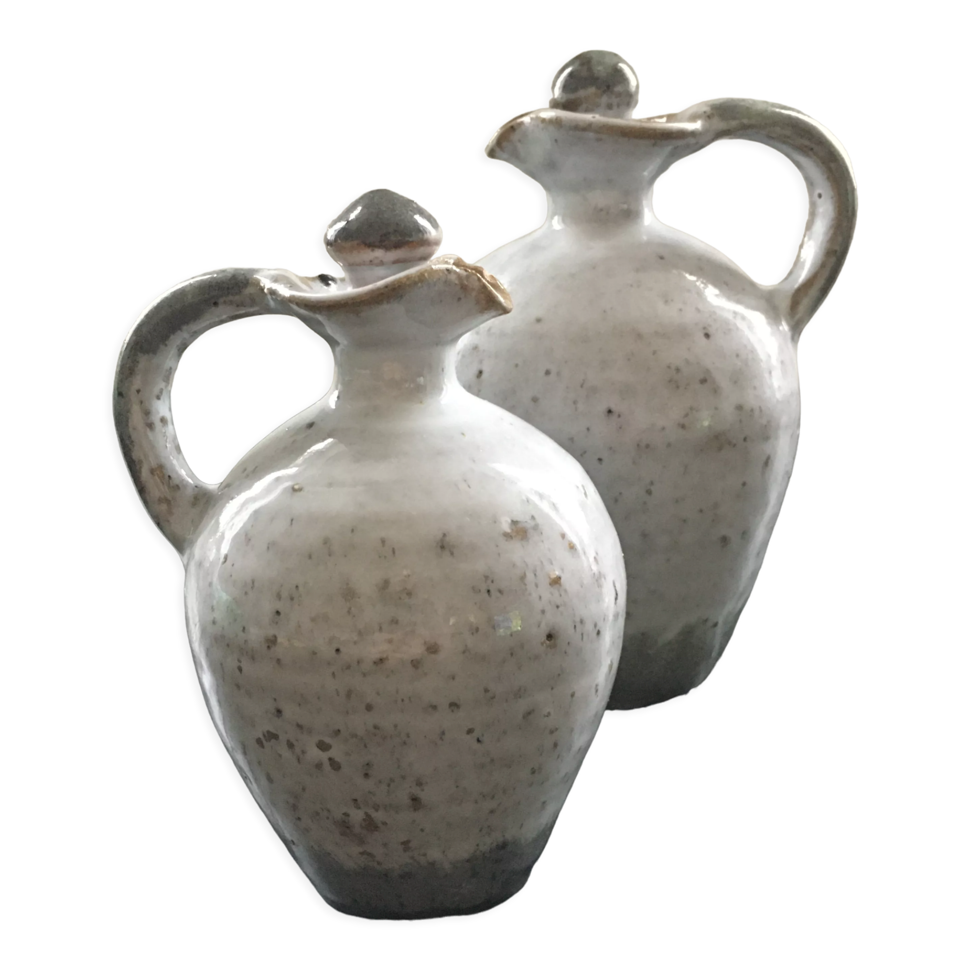Pair of stoneware decanters