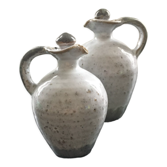 Pair of stoneware decanters