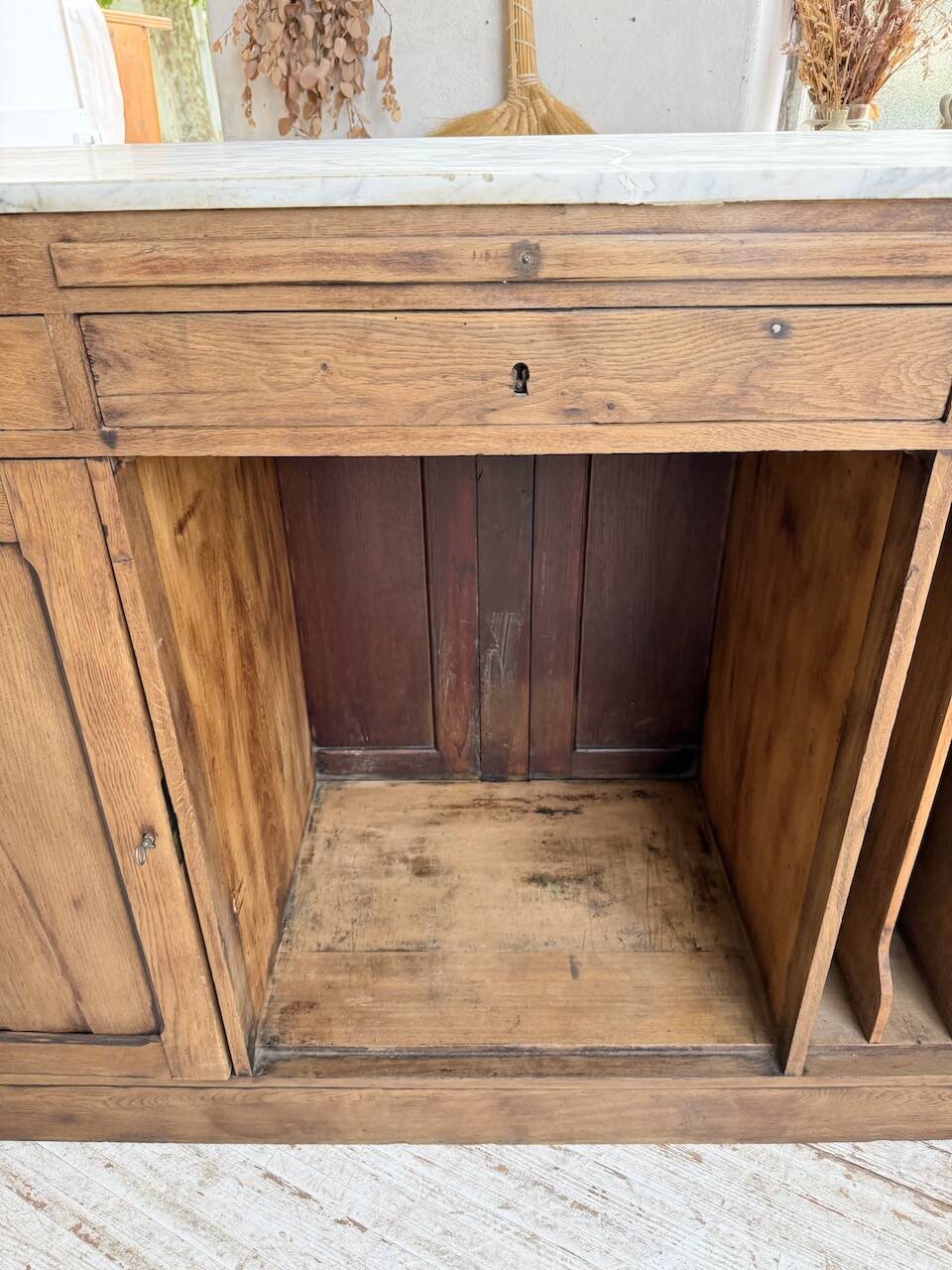Oak and marble counter 1950