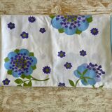 Tablecloth 70's "flower power" blue & purple - 150x180 cm - polycotton