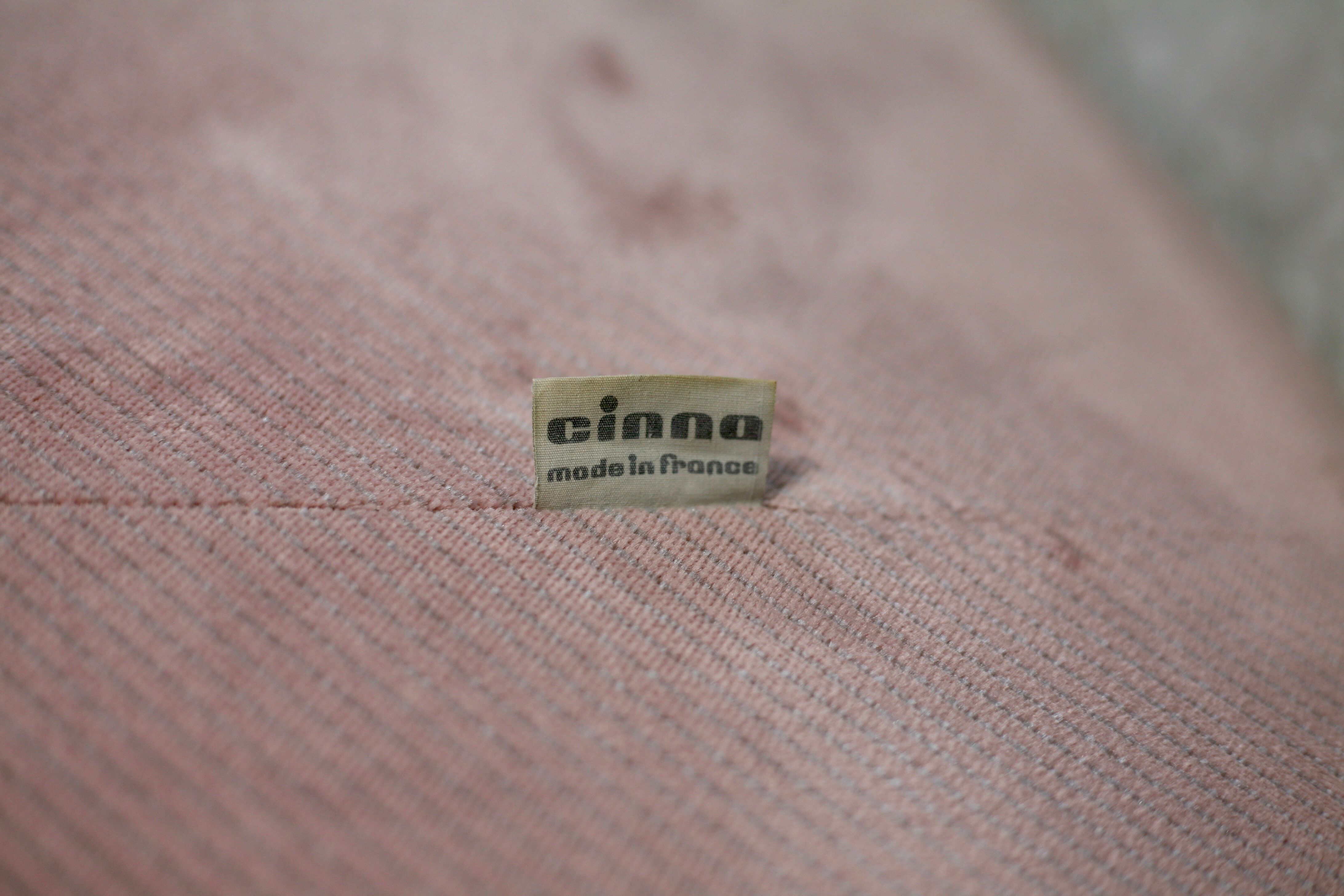 Cinna, pair of armchairs foam and velvet ras pink pale, France, circa 1970