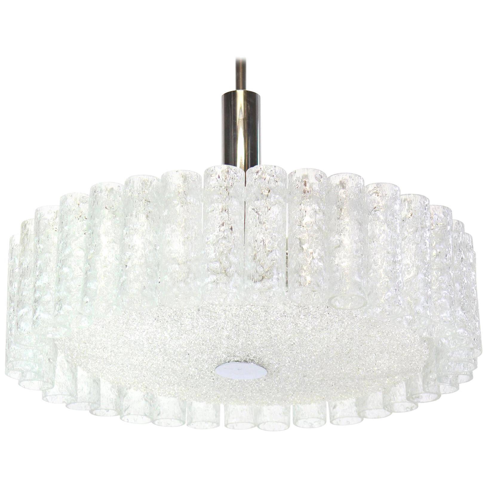 Lustre à tubes de glace en verre Murano par Doria, Allemagne, années 1970