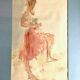 Elegant watercolor on paper depicting a young woman, signed George Bulter