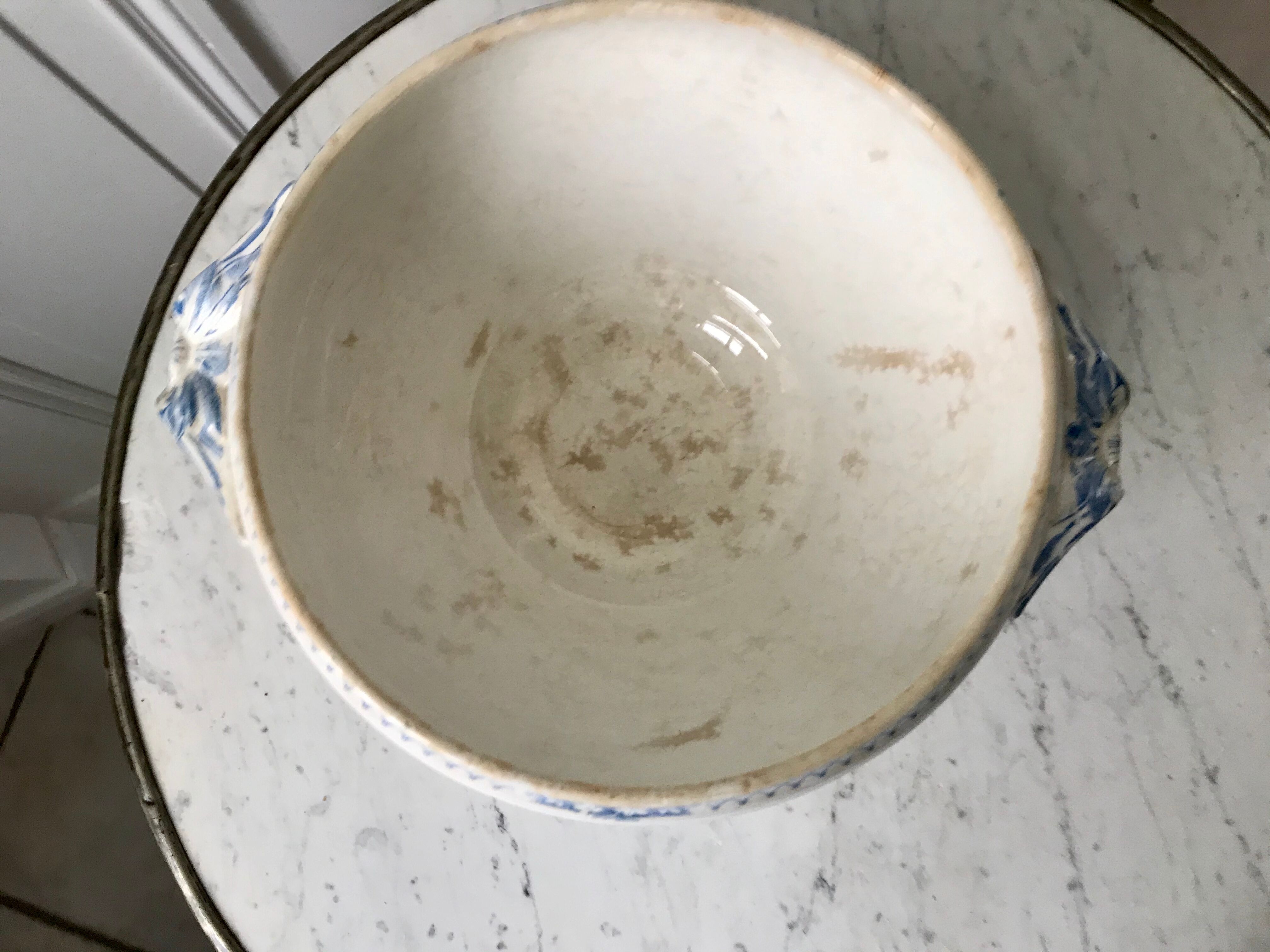 salad bowl Terre de Fer Digoin Sarreguemines model "Planter" late nineteenth