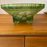 Art deco cut green crystal tripod cut