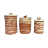Set of 3 artisanal ceramic boxes signed Oupi Kiri vintage 50s