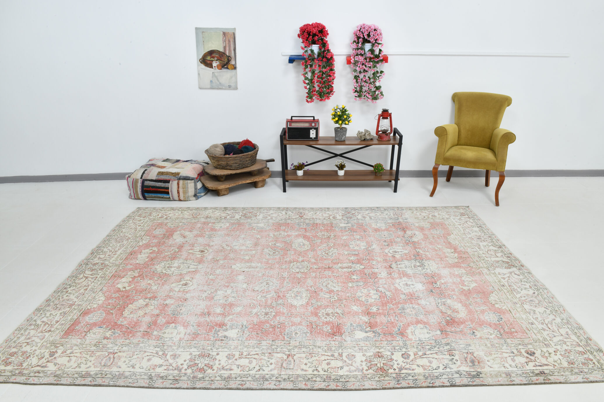 Farmhouse floral vintage area rug 322x219cm