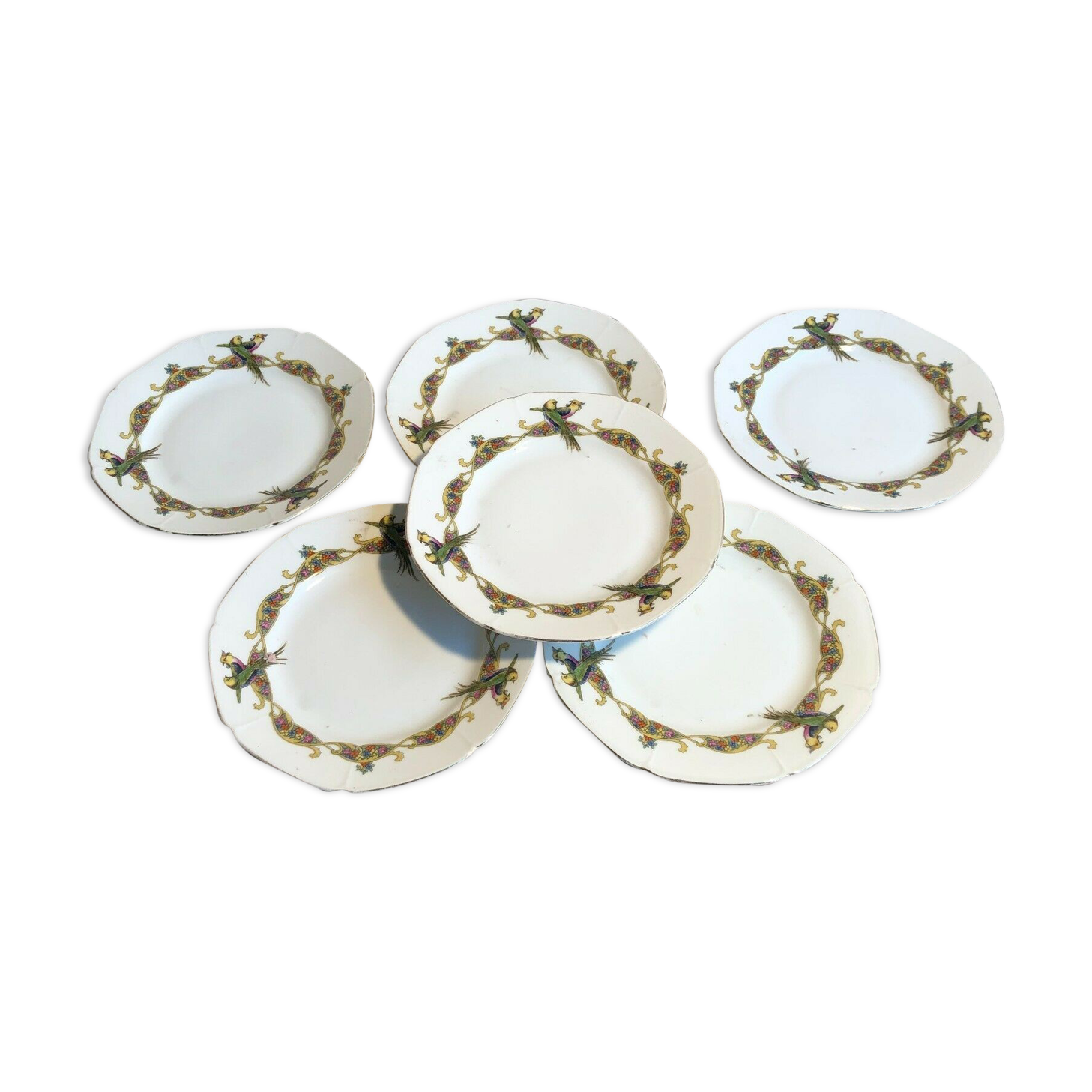 Set of 6 dessert plates in German porcelain