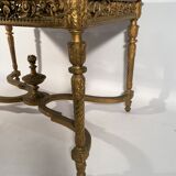 Middle wooden table with green-golden patina Louis XVI style, nineteenth century.