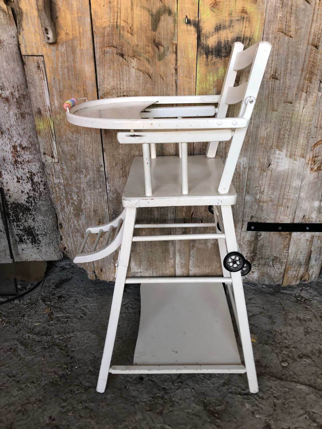 High chair bebe baumann vintage white wood