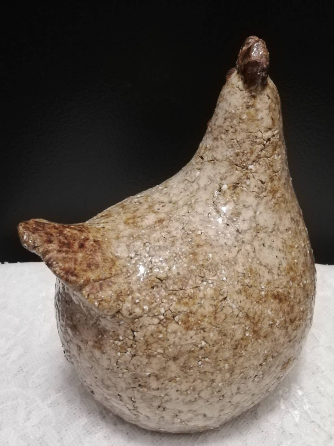 Cracked stoneware hen