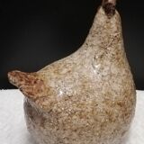 Poule en grès craquelé