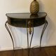 Vintage Regency Black and Gold Metal Console Hall Table, 1960s