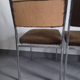 Five chairs in chromed metal and mottled fabric