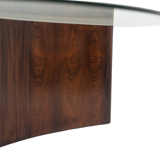 Rosewood coffee table, concave shape. 1970s.