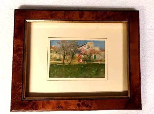 Landscape Painting Oil on Panel Early 1900s Italy Antique Painting