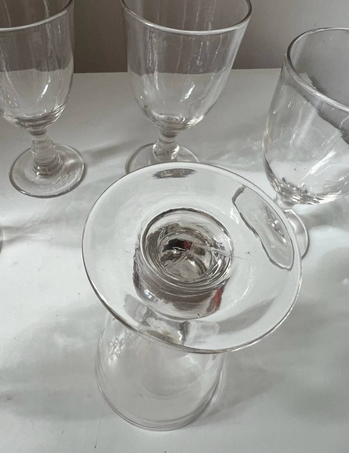 Set of 6 antique 19th century bistro balloon glasses