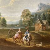Pair of small paintings, Entourage of Jan Peeter Verdussen, oil on panel, 18th century