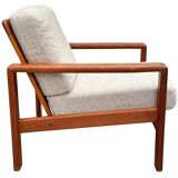 Vintage Scandinavian armchair in teak and wool - 1960s