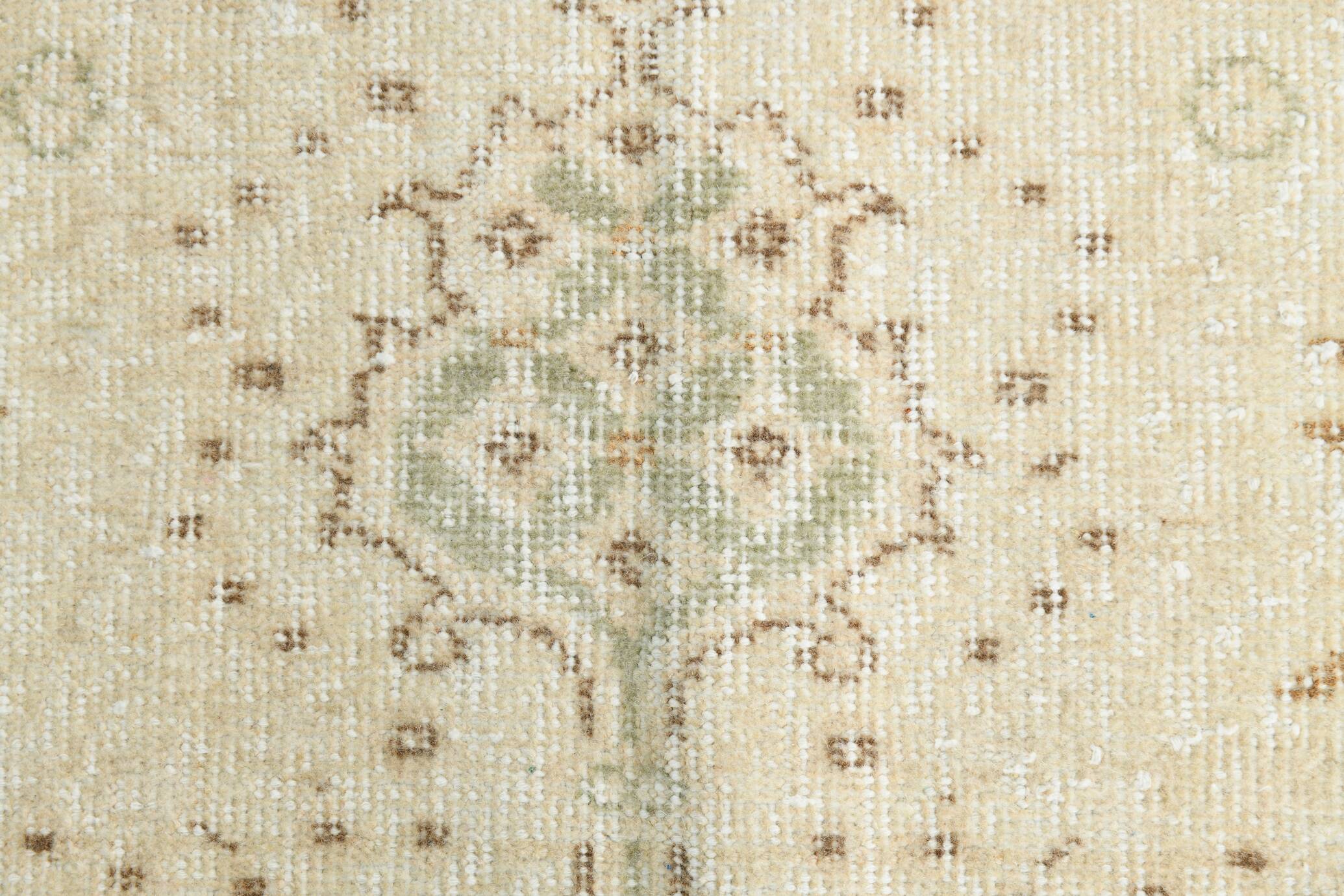 Soft Beige Neutral Vintage Oushak Carpert Rug, 222x330 Cm