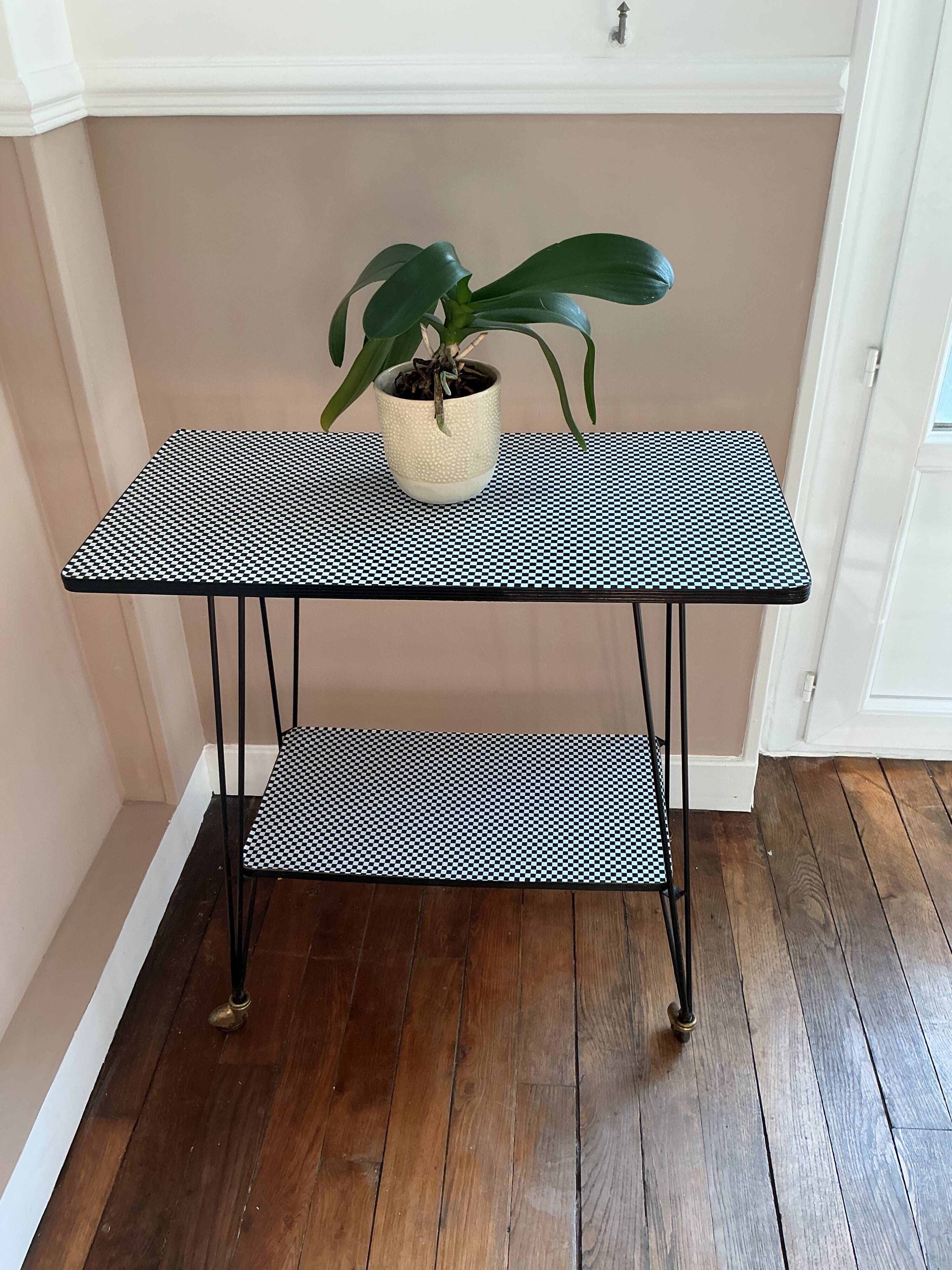 Side table - TV stand - vintage 70s - checkered