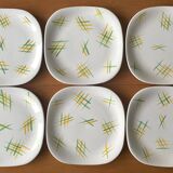 6 grandes assiettes plates anciennes en faïence de Lunéville