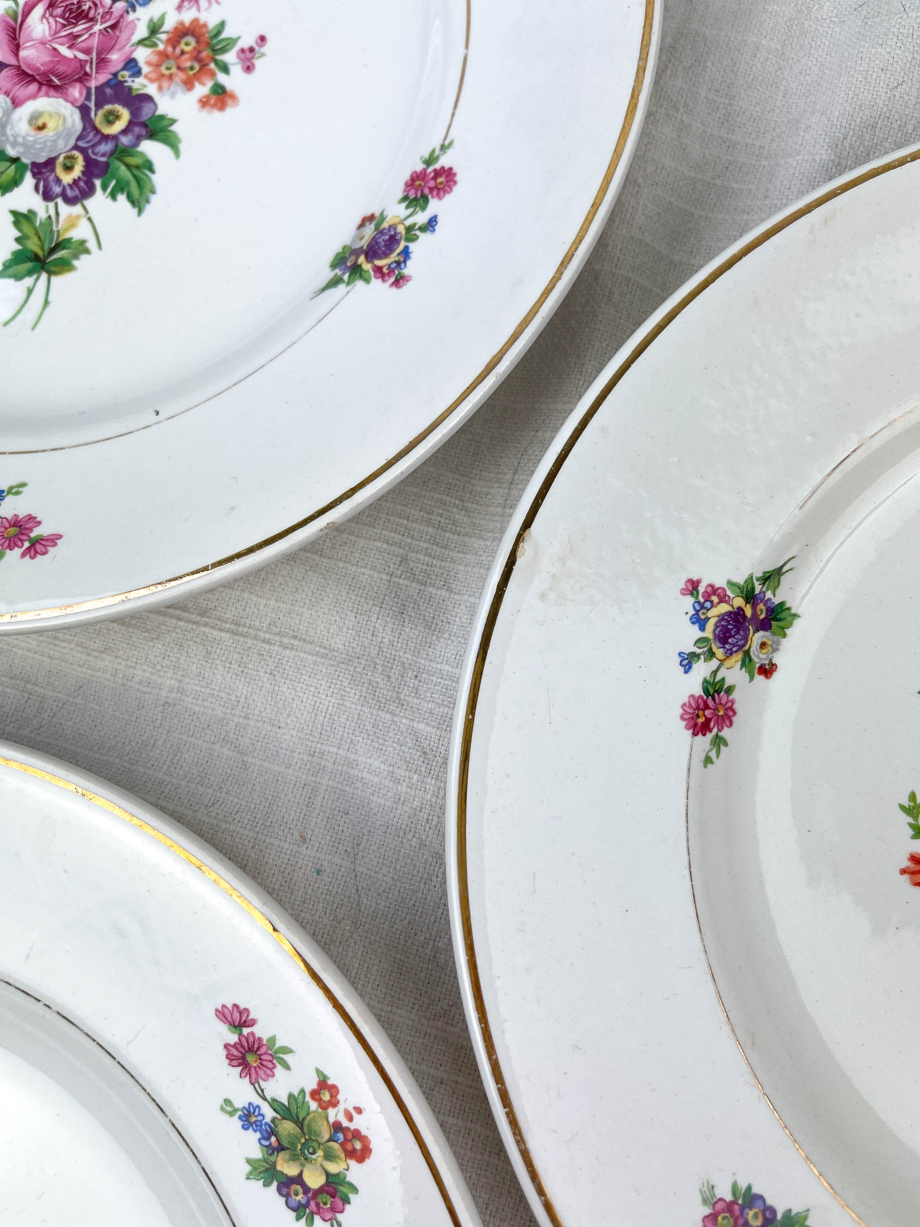 6 assiettes terre de fer salins modèle "anny" motif fleuris
