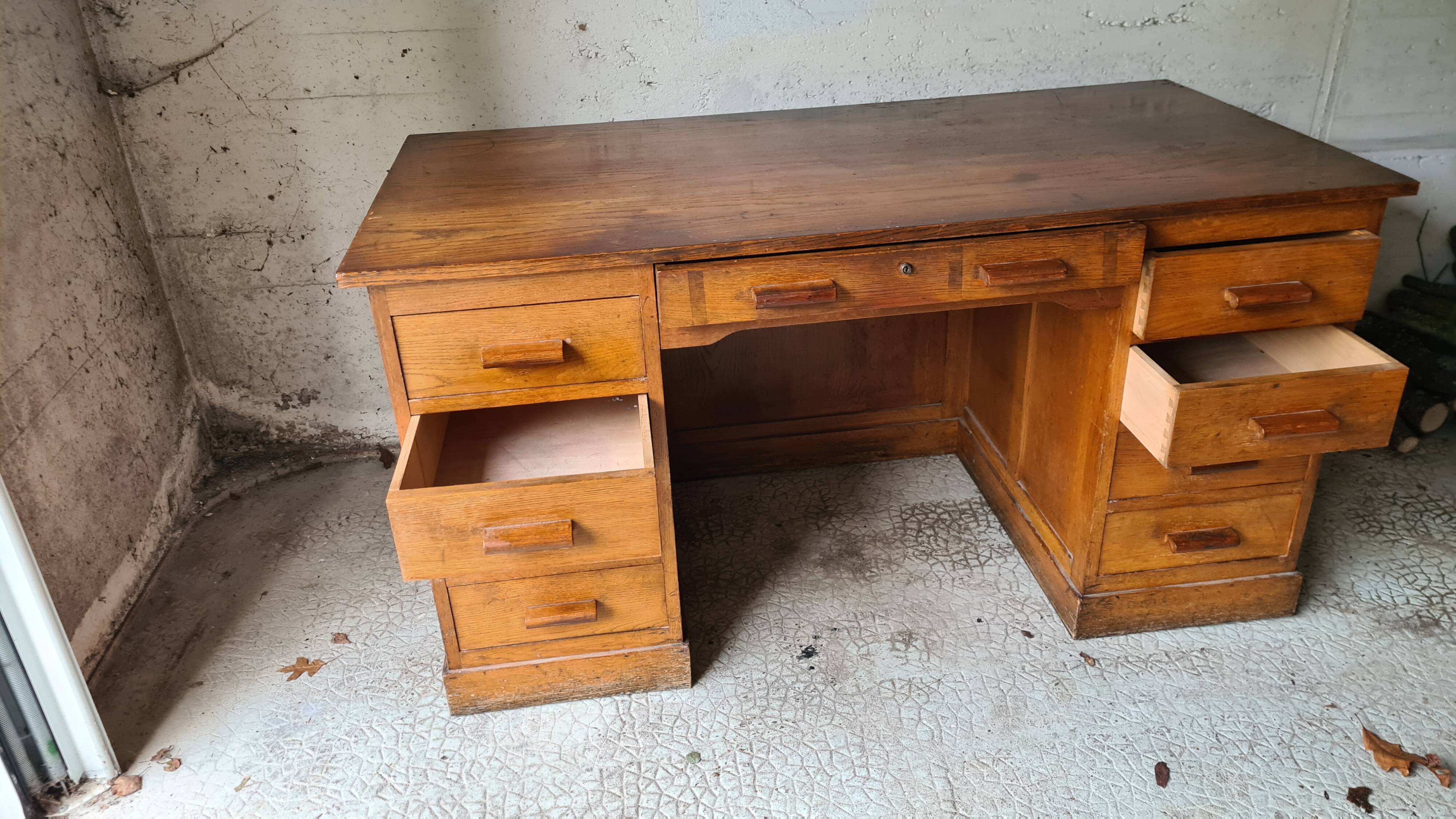Old solid wood desk