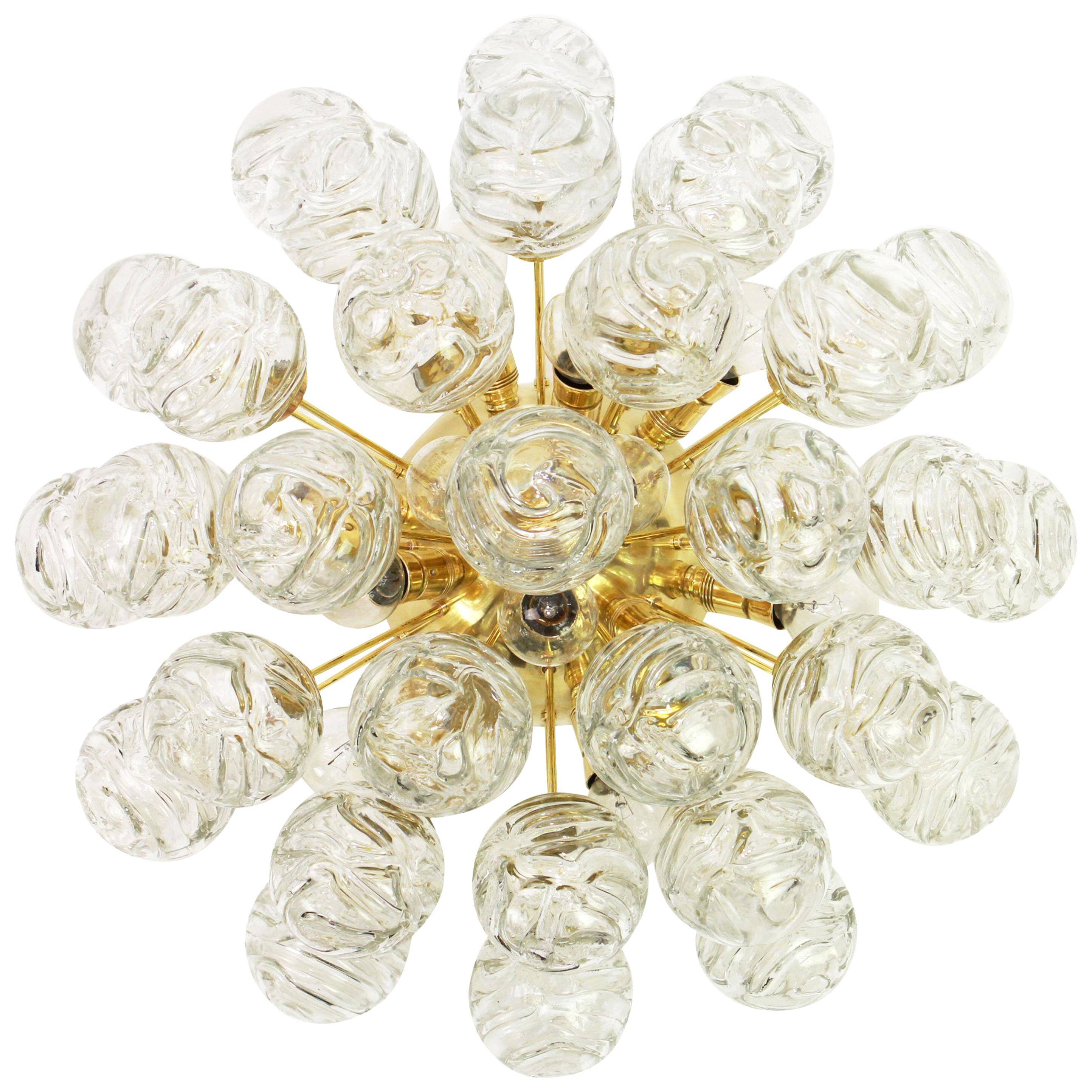 Spectacular Sputnik ceiling light with glass snowballs by Doria, Germany, 1970s