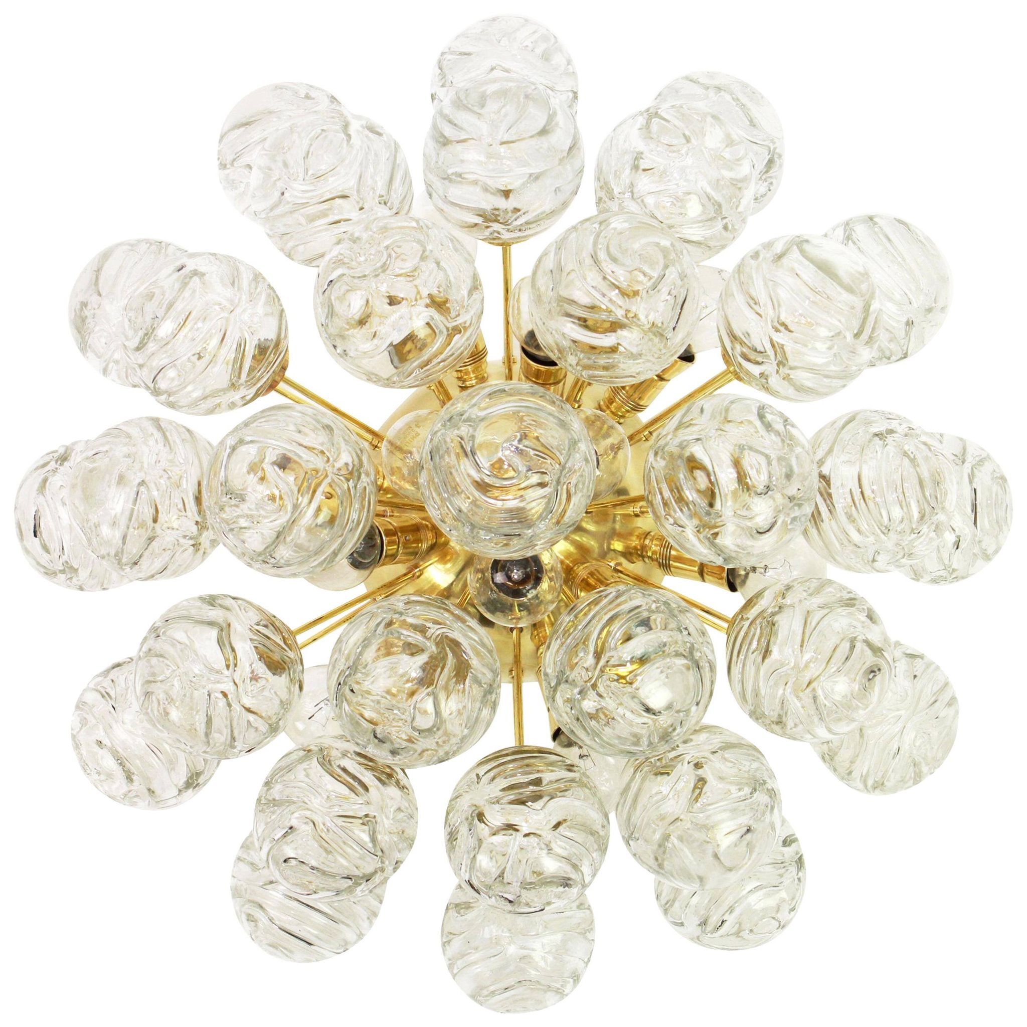 Spectacular Sputnik ceiling light with glass snowballs by Doria, Germany, 1970s