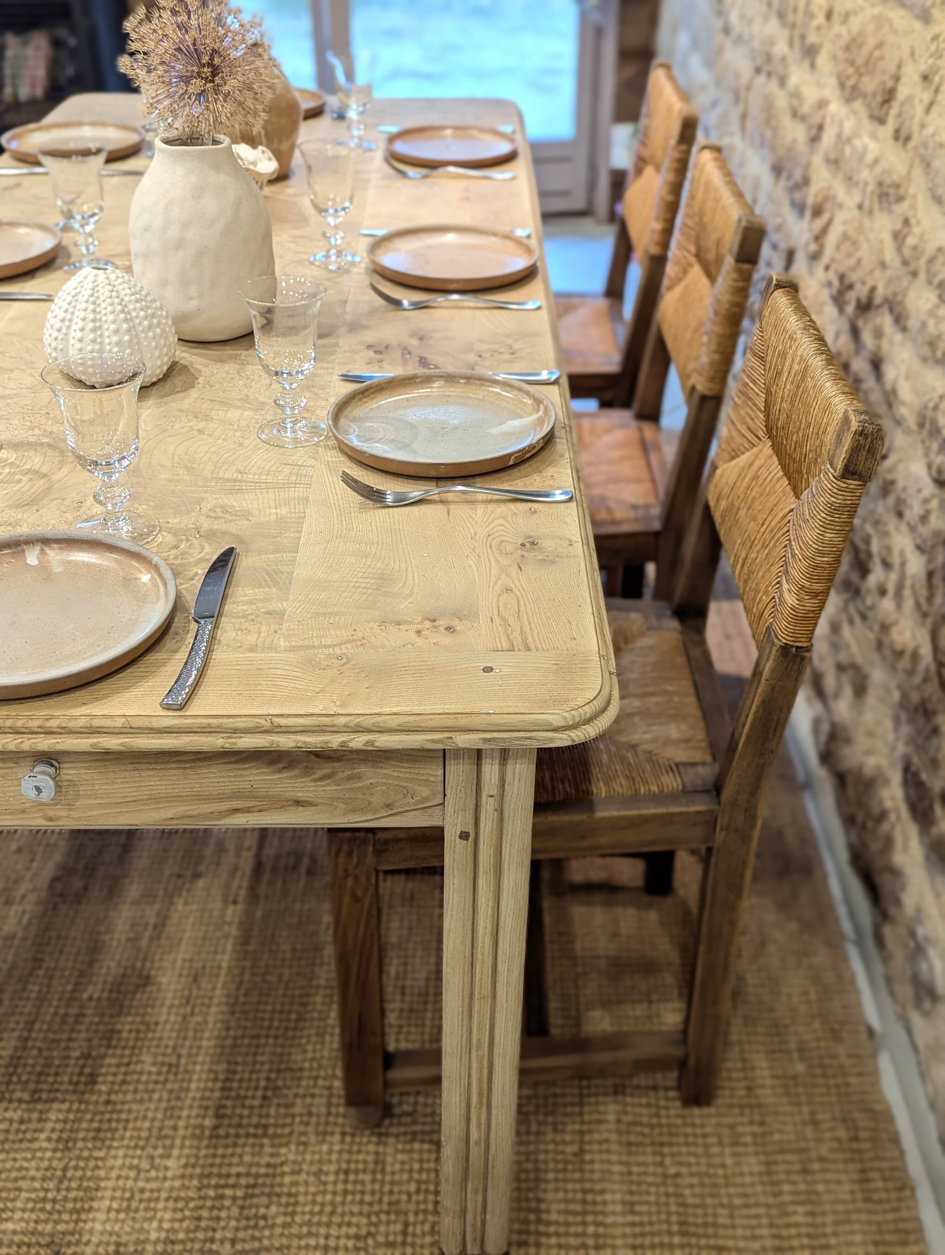 Old farmhouse table in elm