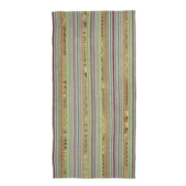 Tapis vintage turc Oushak fait main en laine et coton vert, années 1970