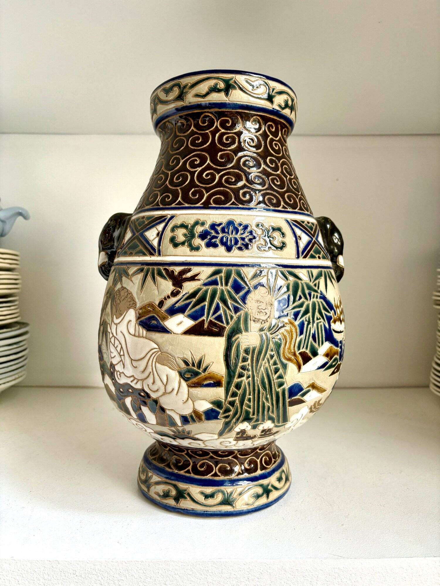 Polychrome sandstone vase from Biên Hoa - Vietnam