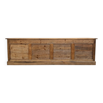 Very large pine trade counter, circa 1920.