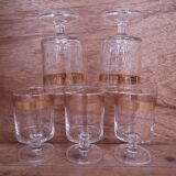 5 verres à eau à pied transparent liseré doré Luminarc