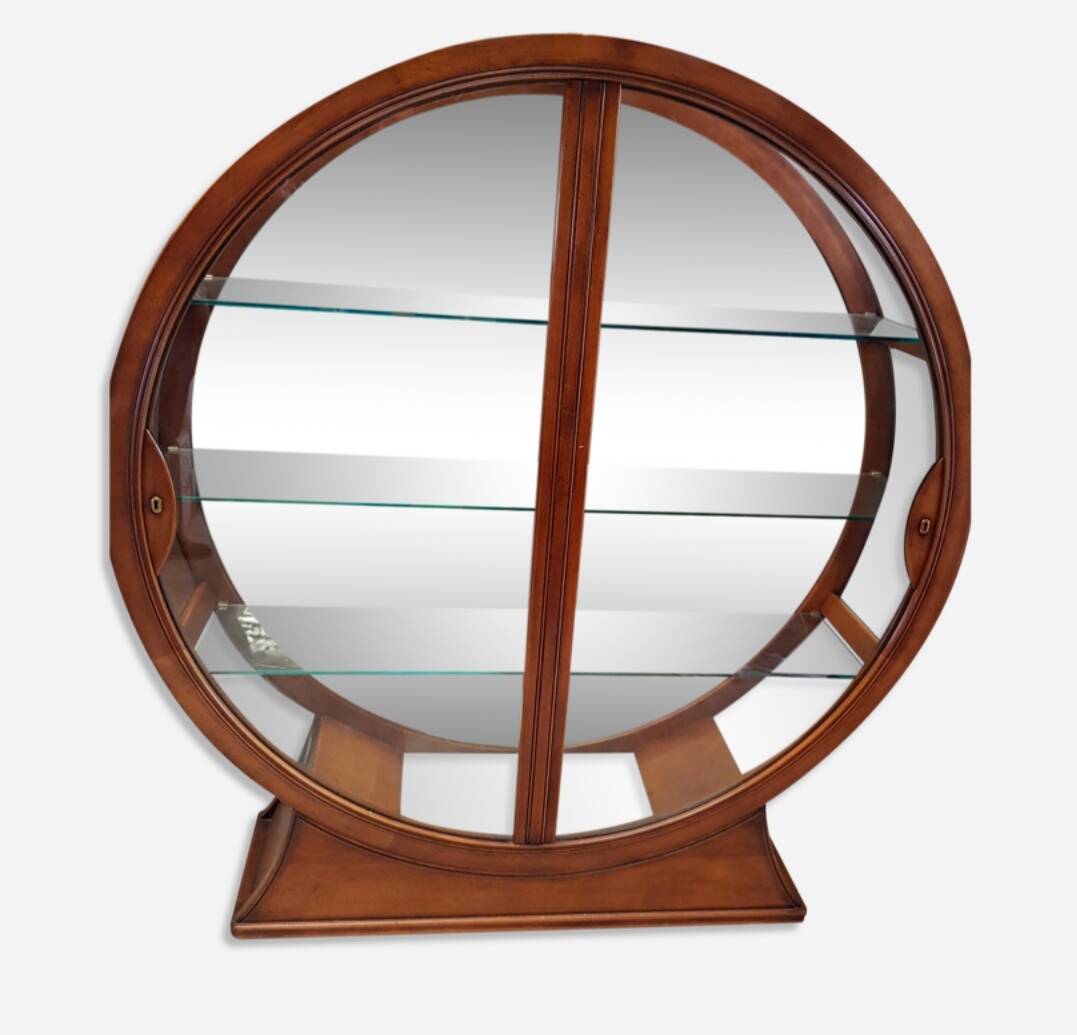 Glass-fronted library in cherry wood by Fourrier