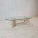 Italian Coffee Table in Travertine and Facet Cut Glass, 1980s