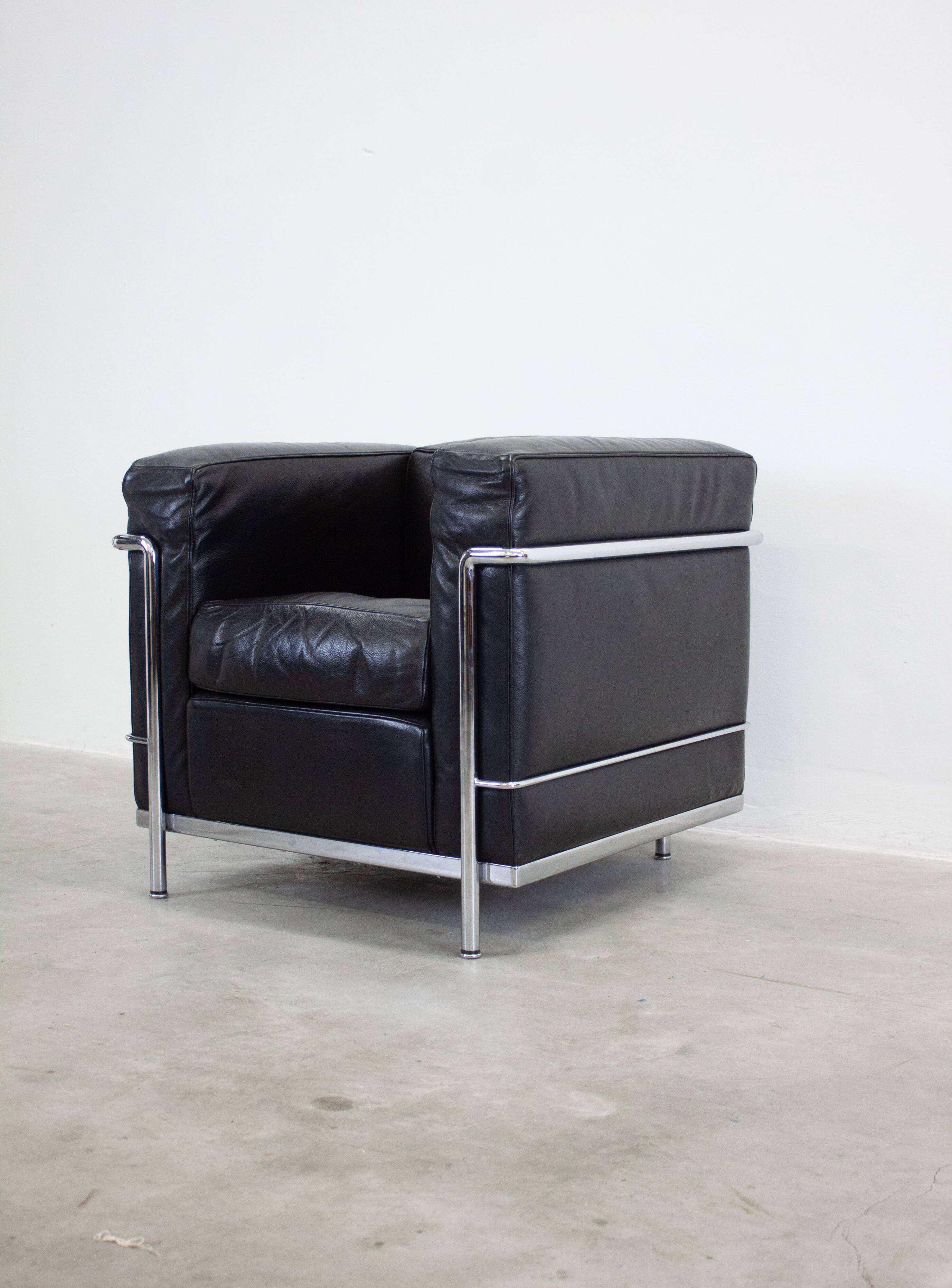Chaise longue Cassina LC2 par Le Corbusier (Noir)