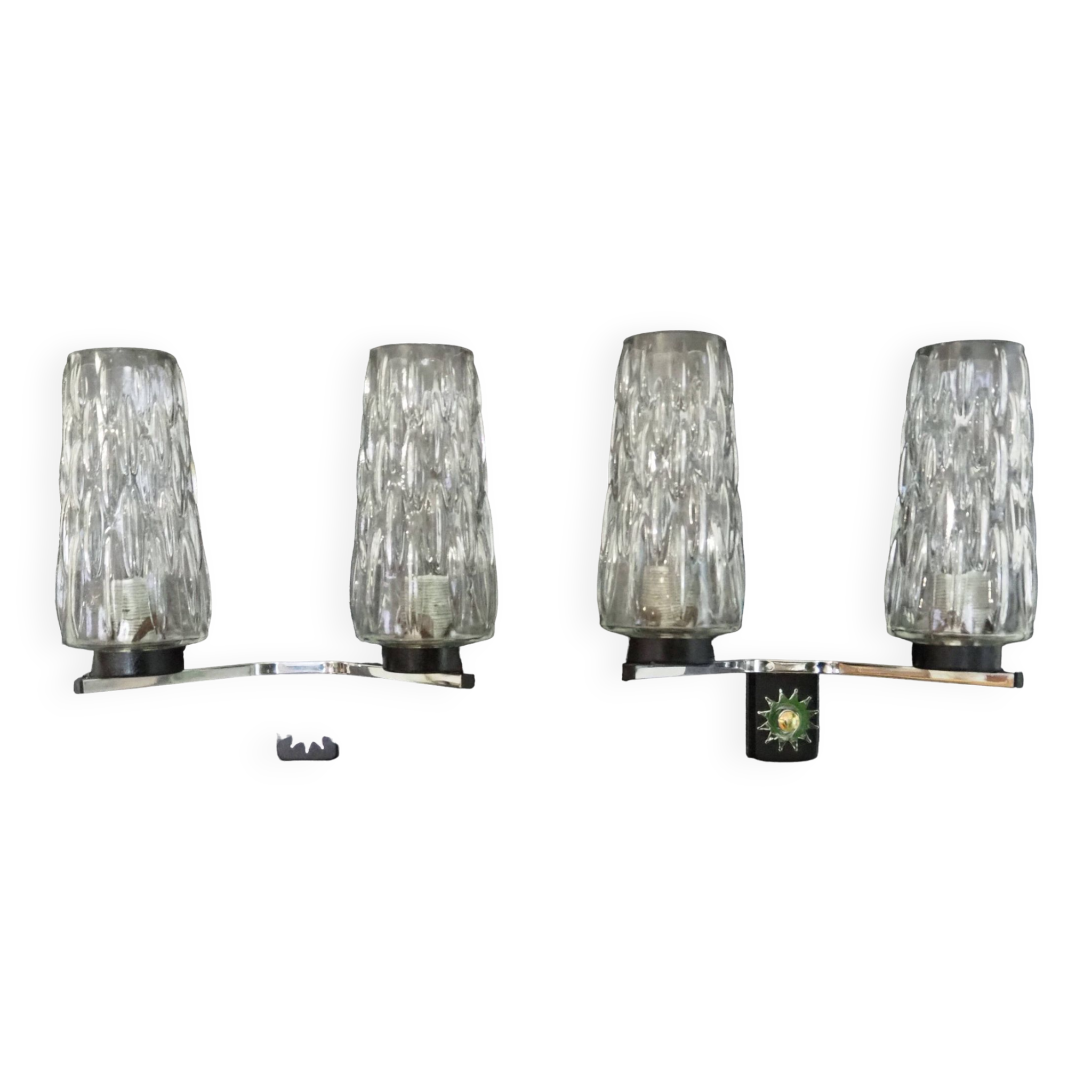 Pair of wall lights from the 1950s-1960s with a push button switch.