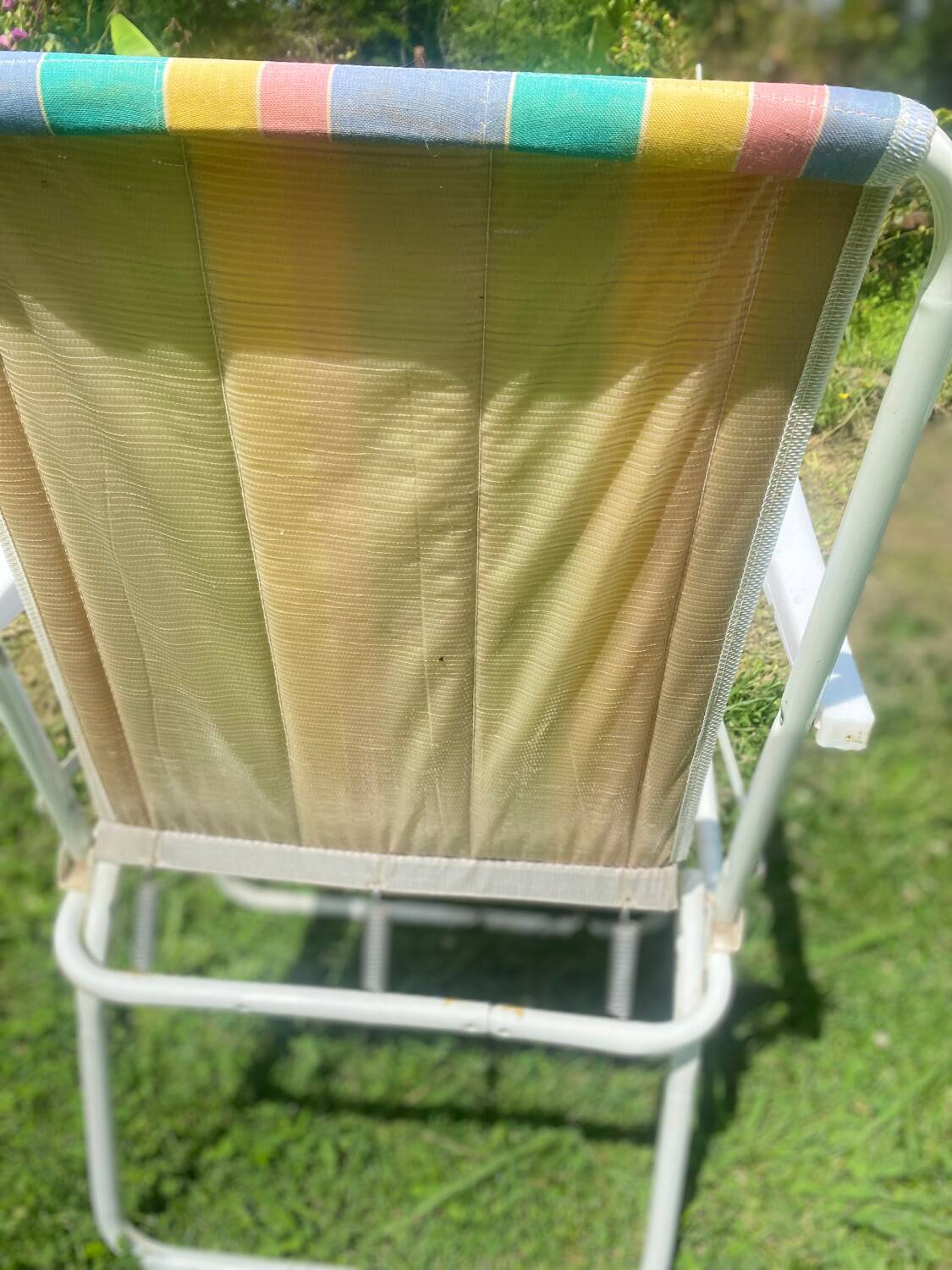 Chaise camping vintage rayée