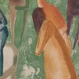 Wolf Reuther Lithograph Signed 160/300 The Horse Race, 40 x 50 cm