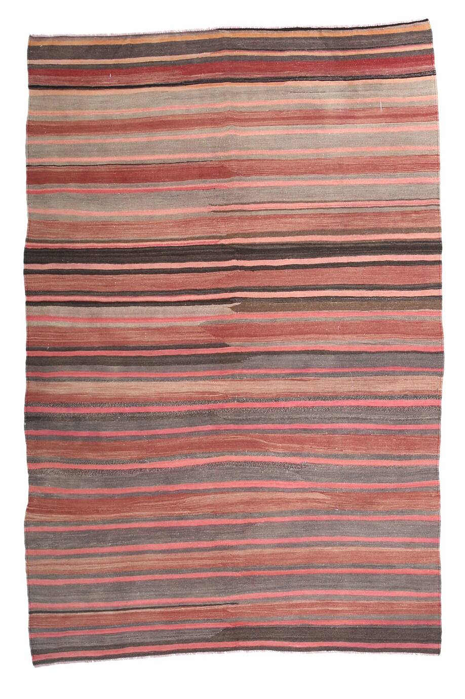 Pink & Brown Striped Pattern Vintage Kilim Rug, 167x254Cm