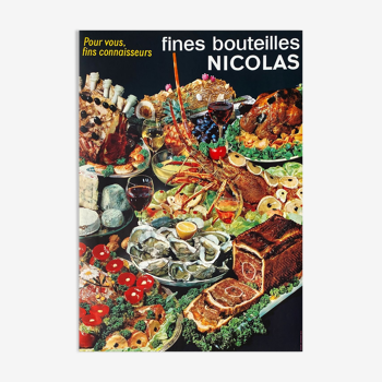 Vintage poster nicolas 1960 fine bottles