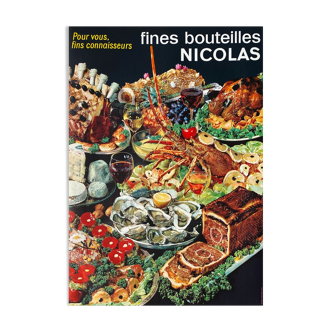 Vintage poster nicolas 1960 fine bottles